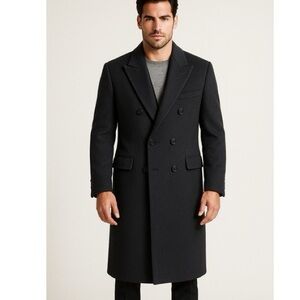 Christian Aujard Cashmere Blend Black Double breasted Coat, 40R